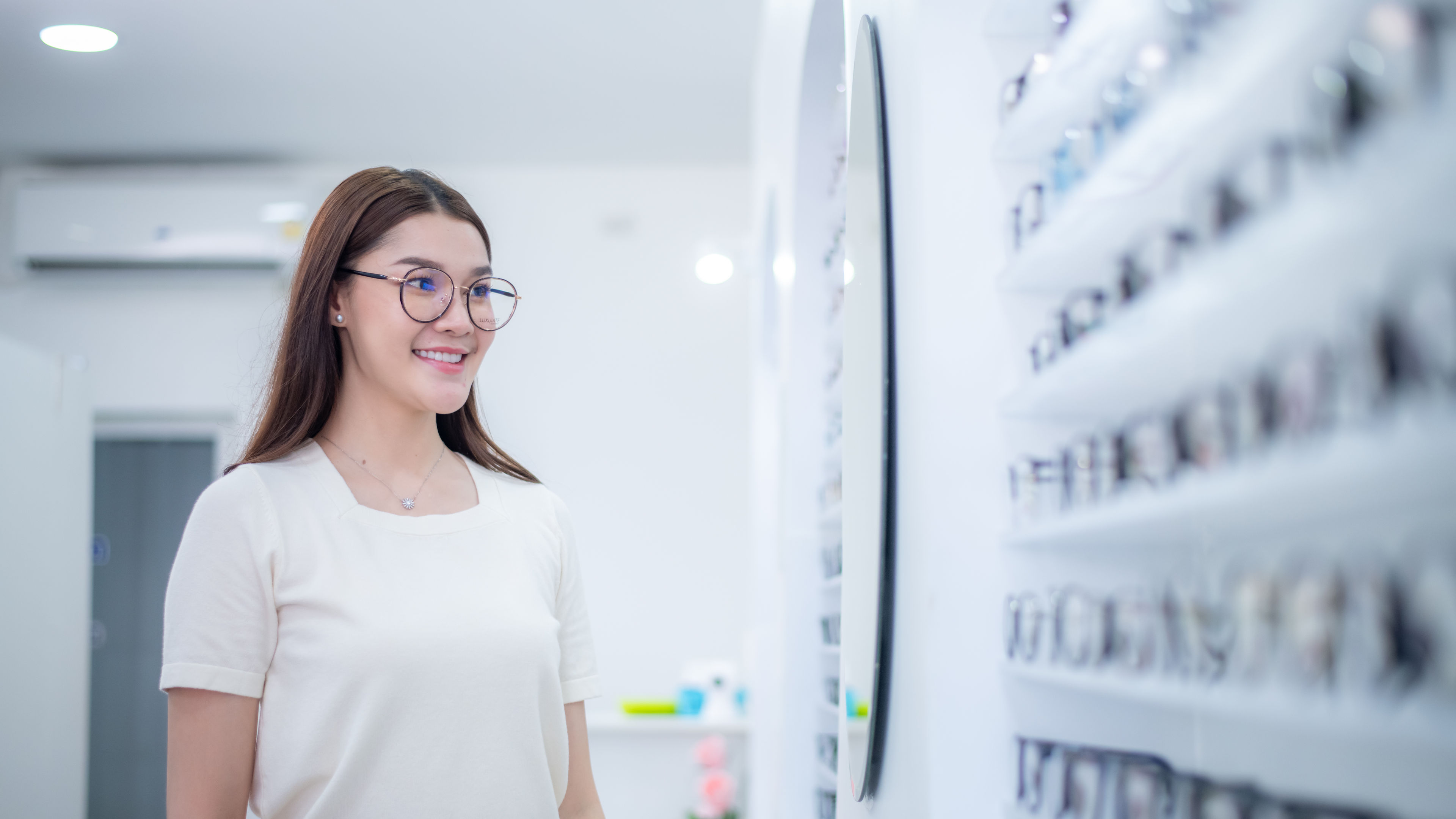 Woman is selecting eyewear
