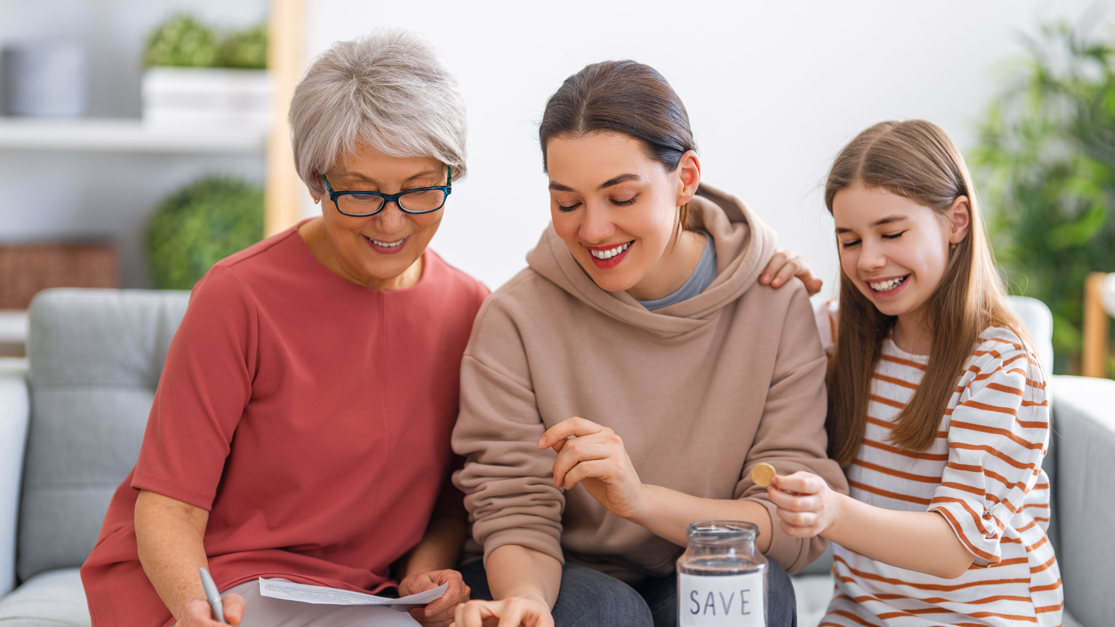 Three women making budget plans