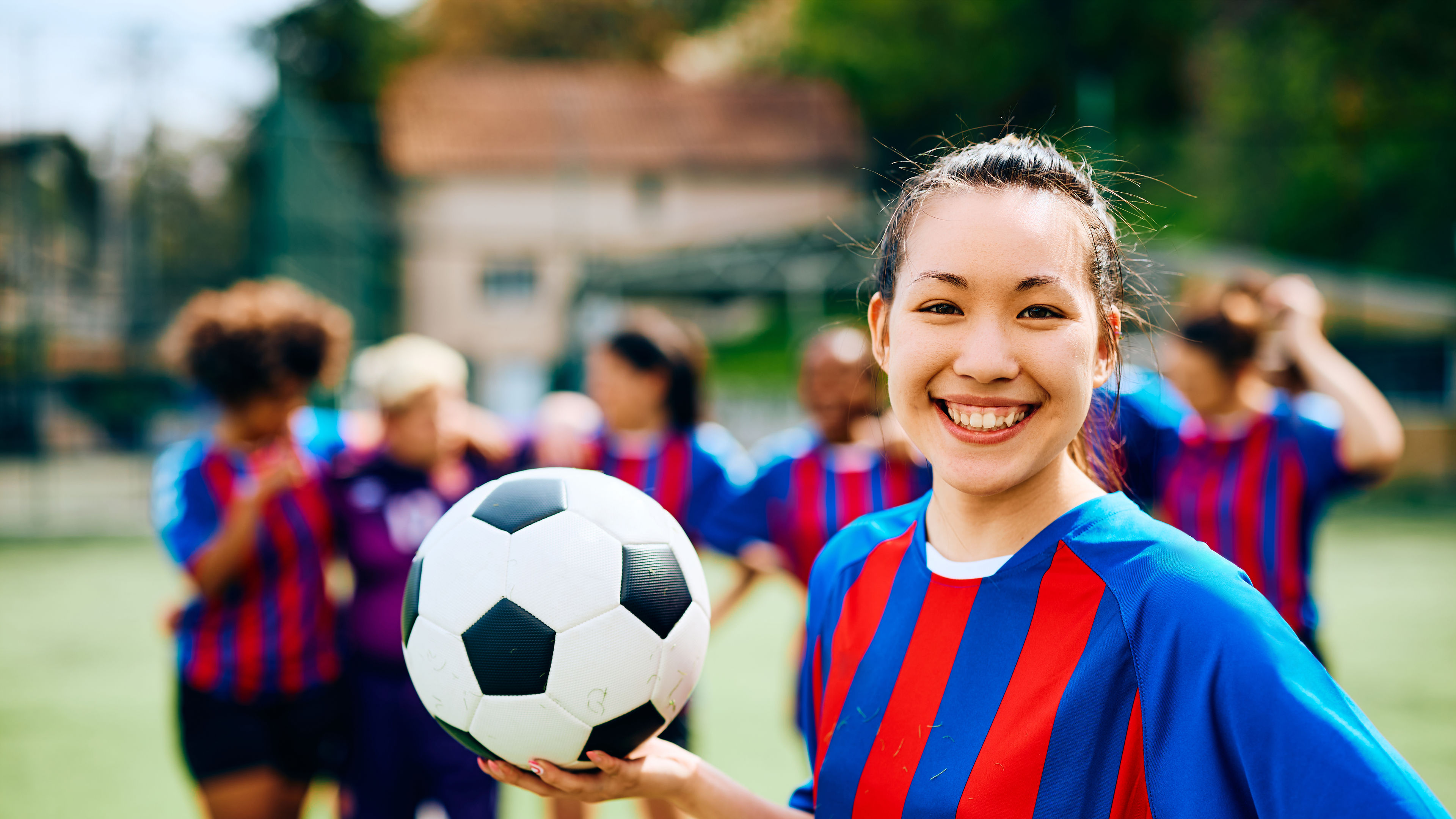 Happy female soccer