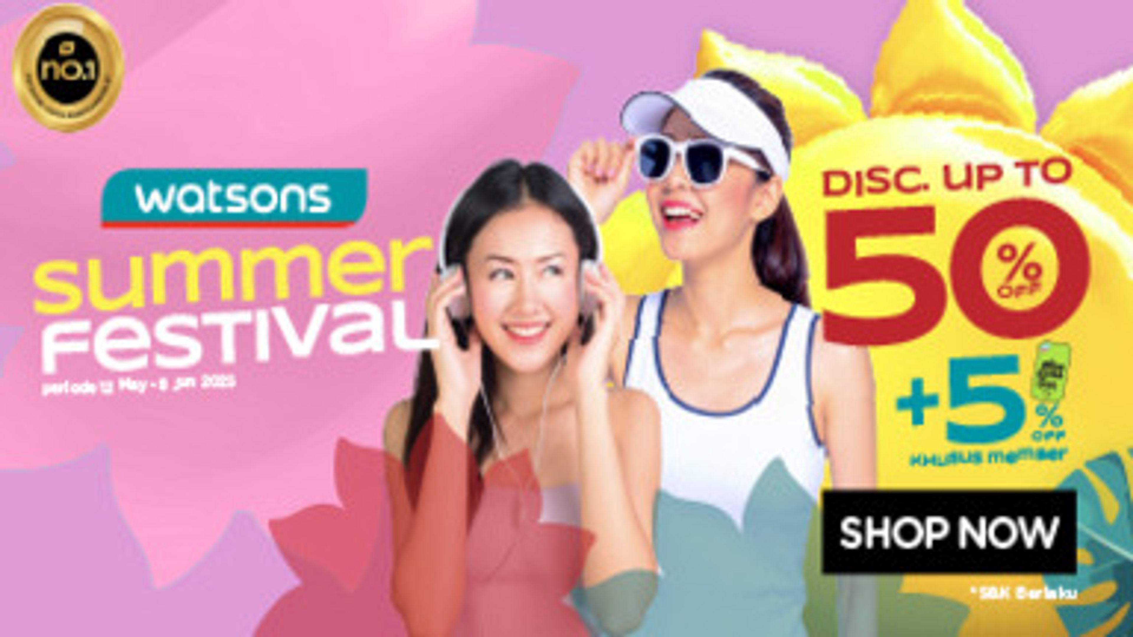 A banner image of Watsons 50% Offer