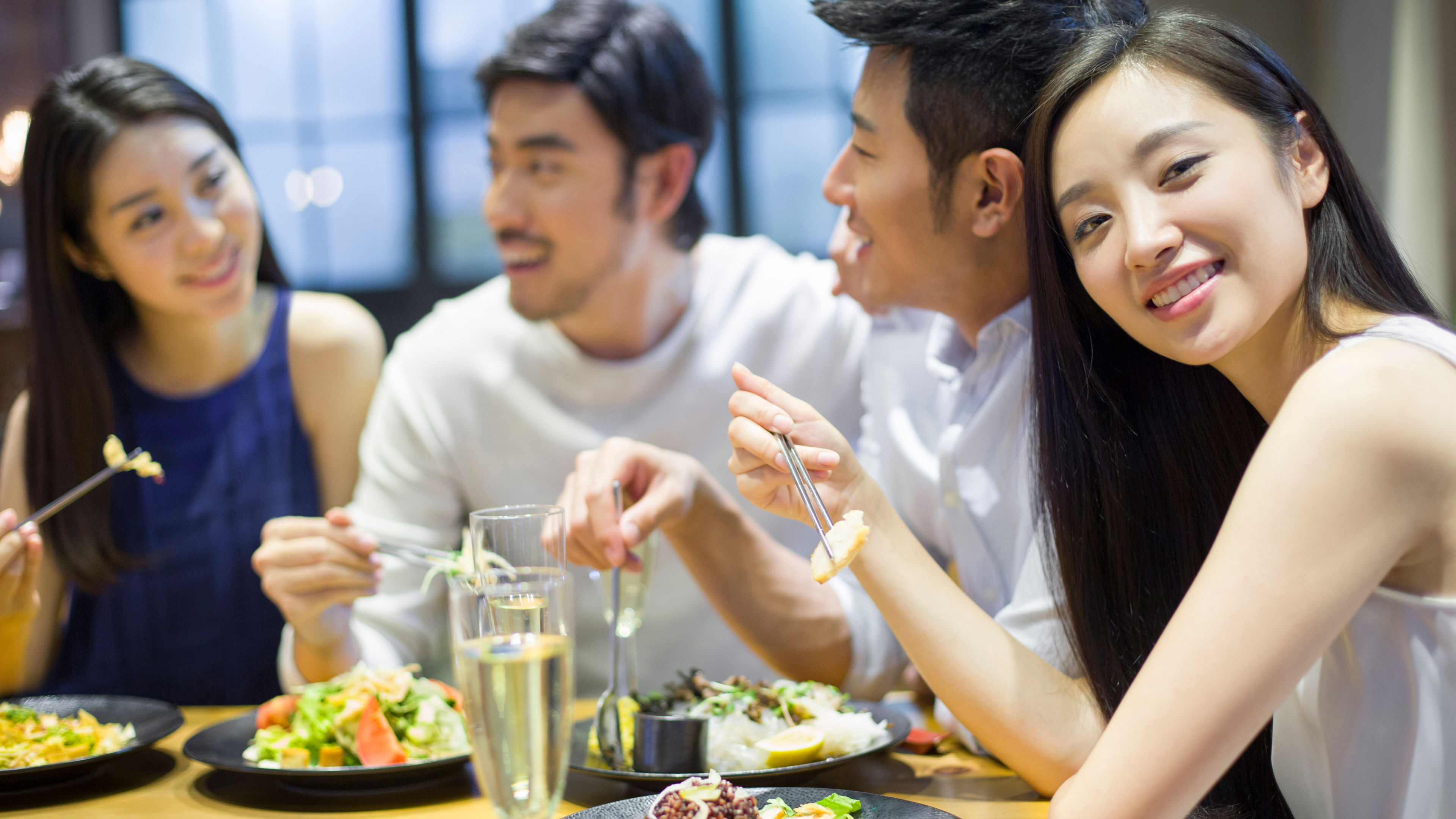 Friends having dinner together