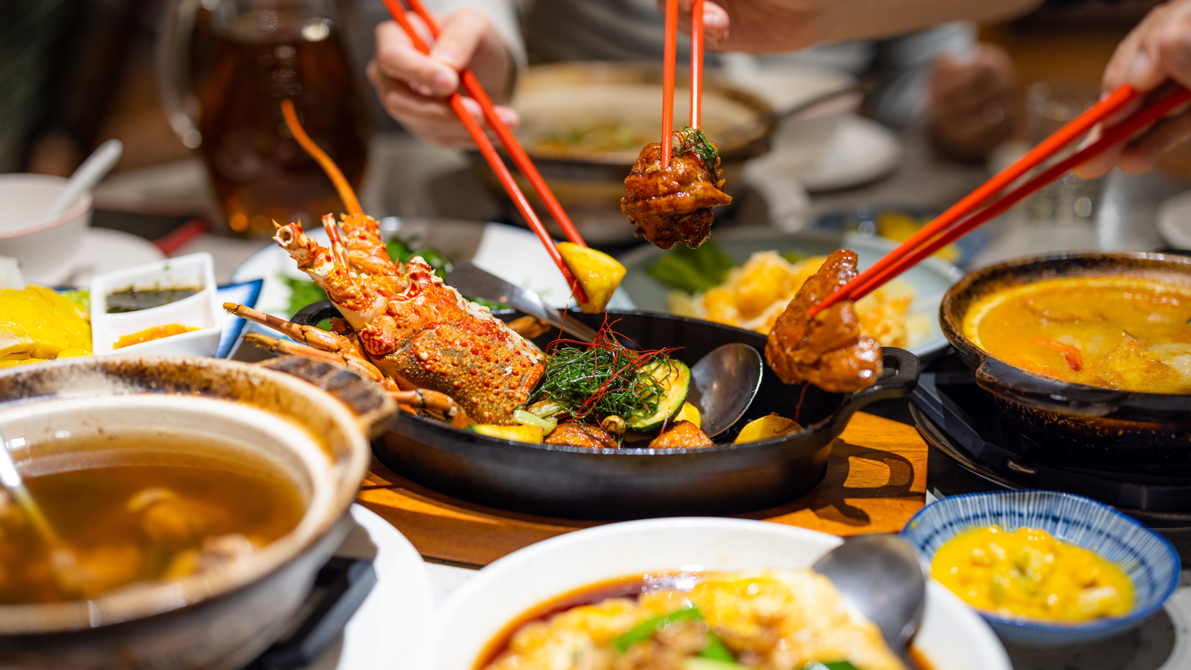 Various dishes on a table 