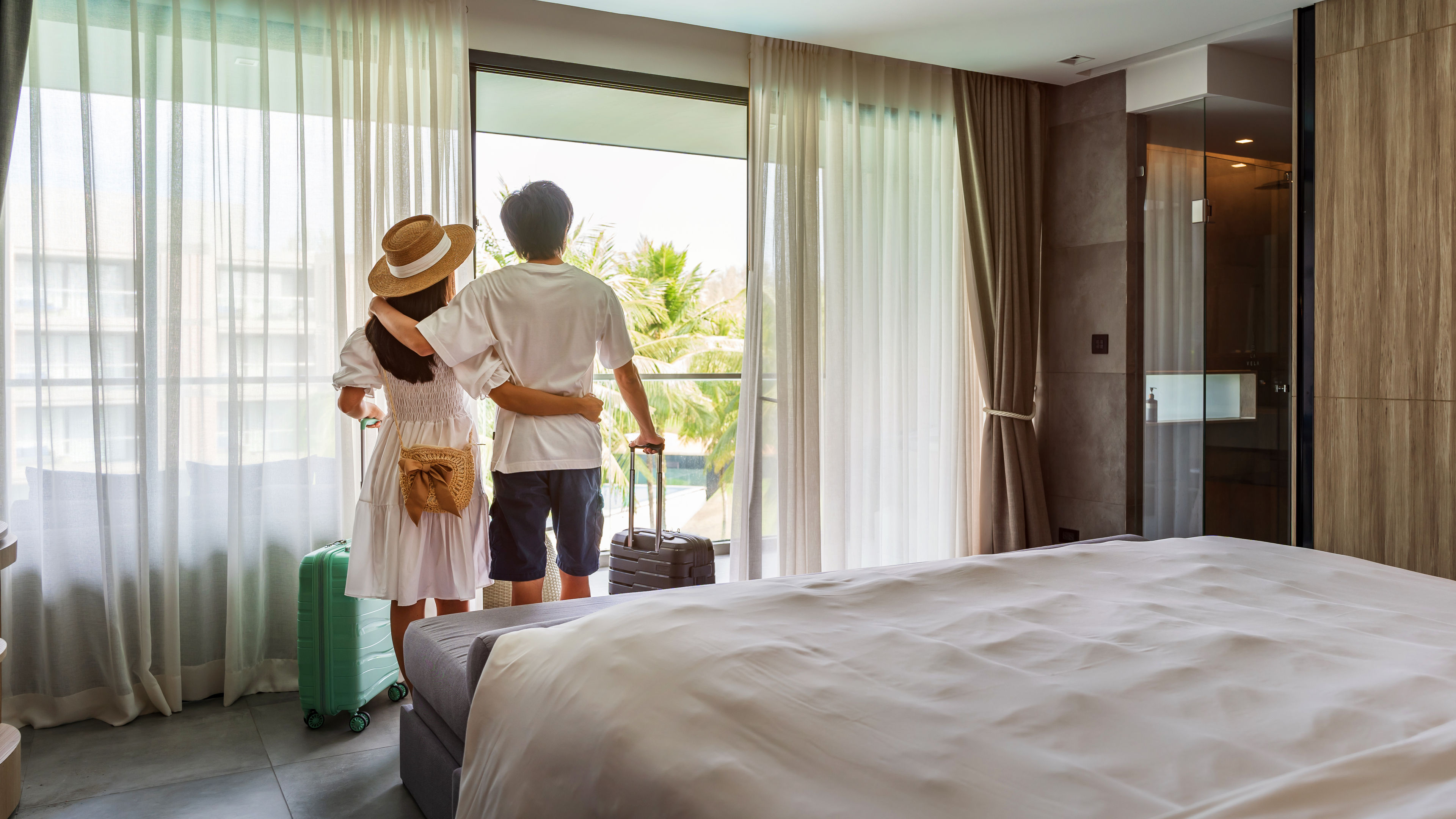 Couples in hotel room