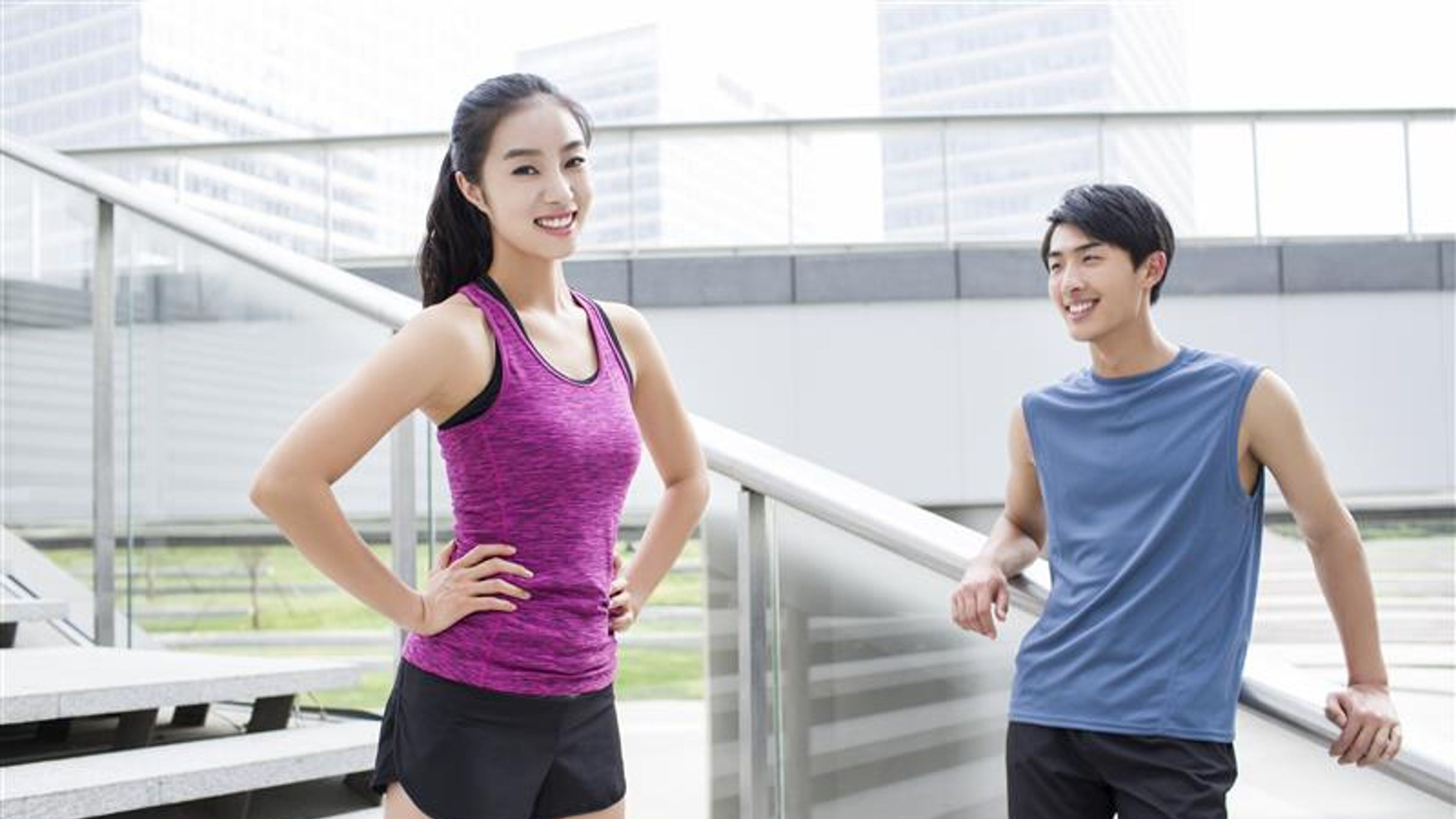 Some happy people after exercise 