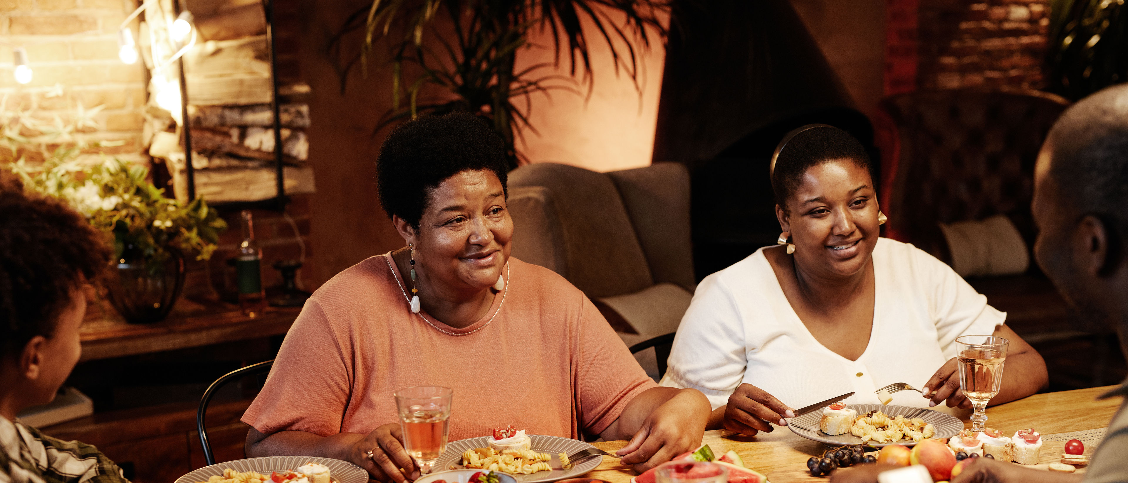 Family enjoying dinner