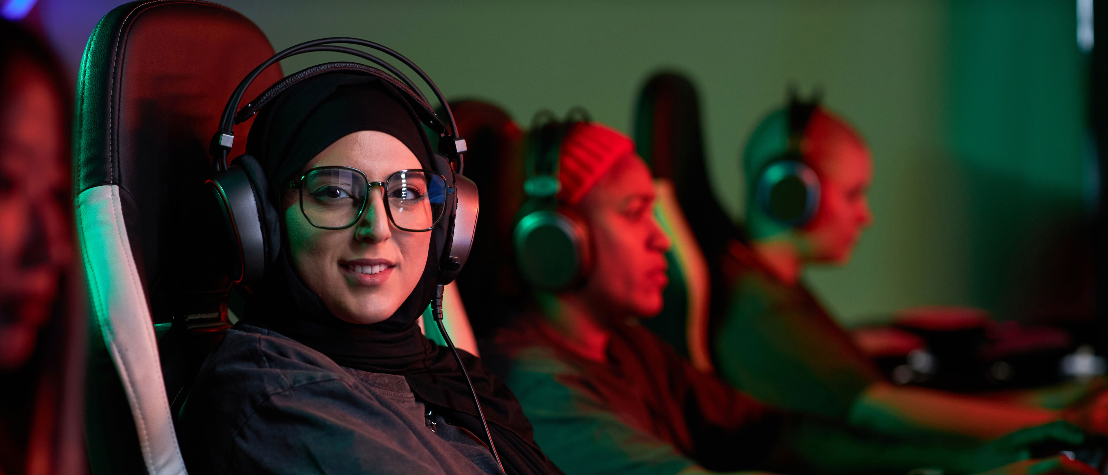 Woman playing video game