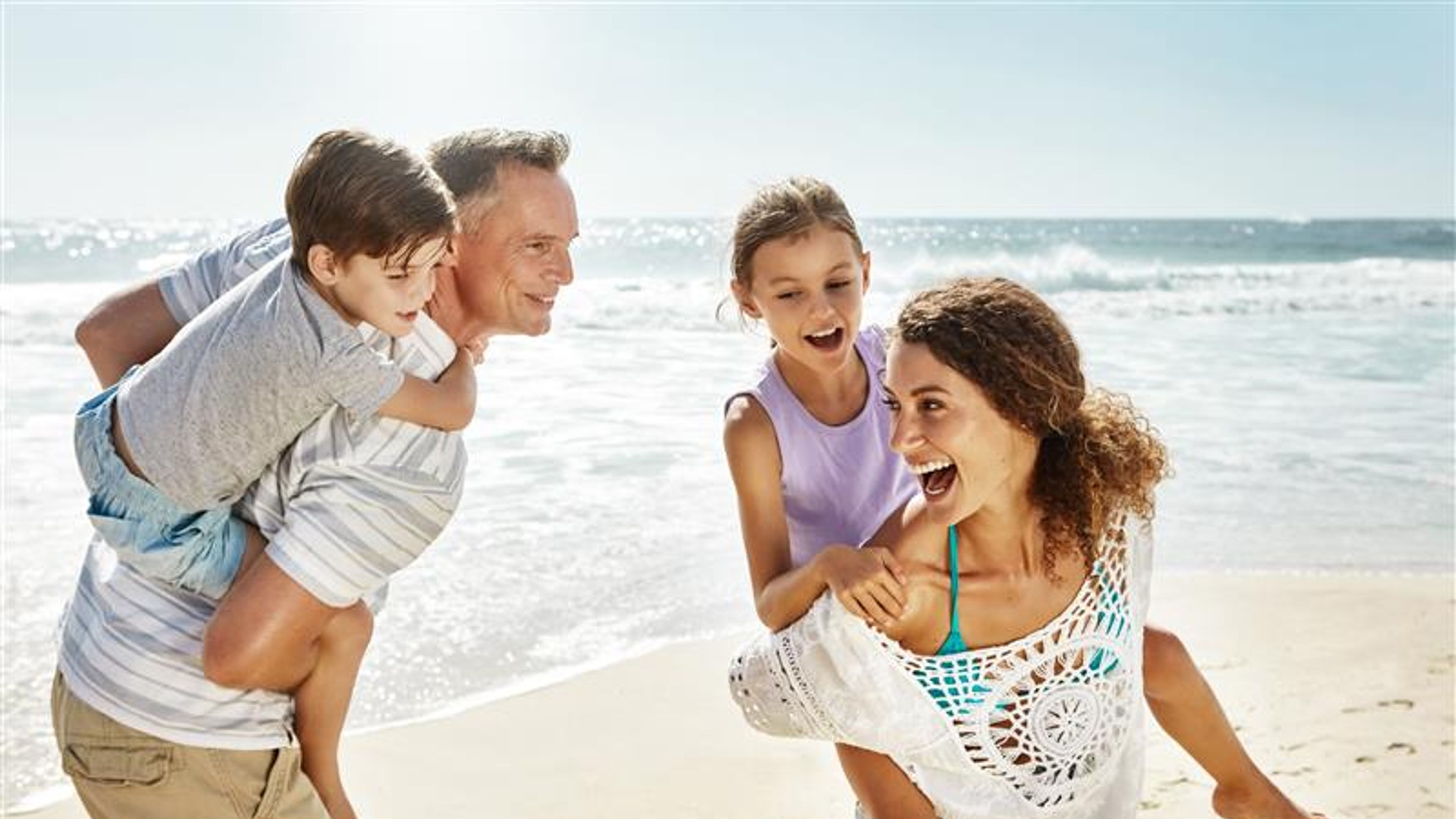 A family on a beach