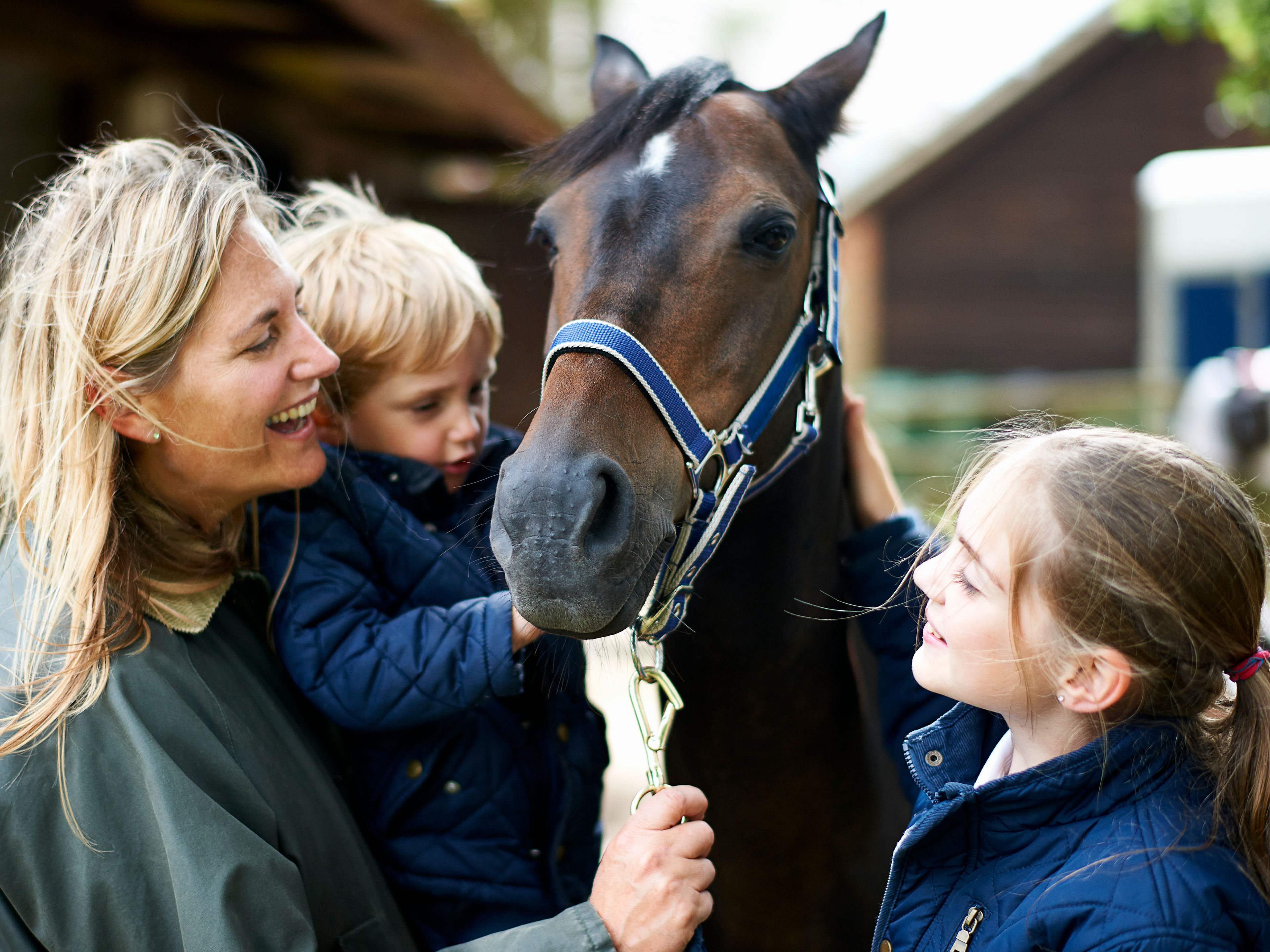 A family with a horse